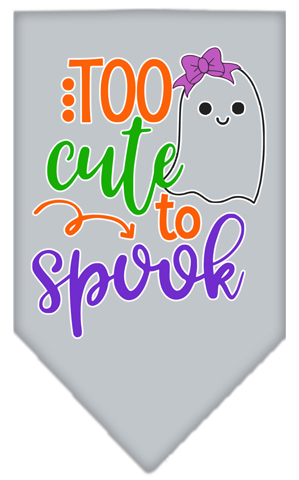Too Cute to Spook-Girly Ghost Screen Print Bandana Grey Small